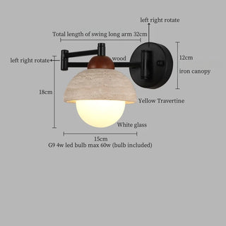 Celako™ Flavium Wall Light | Yellow Travertine Bedroom Lighting
