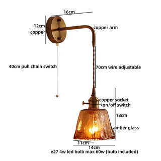 Celako™ Ambora Wall Light | Amber Glass Bedroom Lighting