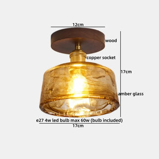 Celako™ Ambrae Ceiling Light | Amber Glass French Vintage