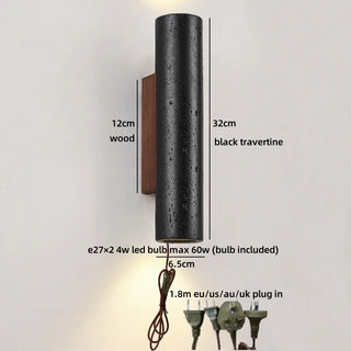 Celako™ Striato Wall Light | Black Travertine Vintage