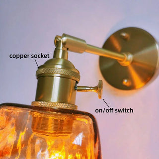 Celako™ Ambrosa Wall Light | Amber Glass Copper Dining Room Lighting