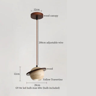 Celako™ Terralith Pendant Light | Yellow Travertine Dining Room Lighting