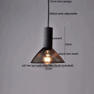 Celako™ Ferovi Pendant Light | Cement Iron Mesh Vintage Loft Bedroom Lighting