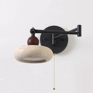 Celako™ Ochretta Wall Light | Yellow Travertine Swing Long Iron Arm Living Room Lighting