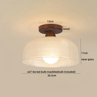 Celako™ Oakura Ceiling Light | Glass Wood Living Room Lighting