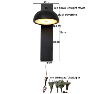 Celako™ Sabure Wall Light | Black Travertine Japan Style Living Room Lighting