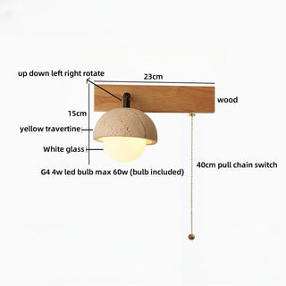 Celako™ Travera Wall Light | Travertine Bedside Lighting