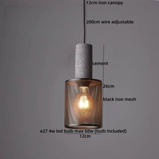 Celako™ Ferovi Pendant Light | Cement Iron Mesh Vintage Loft Bedroom Lighting