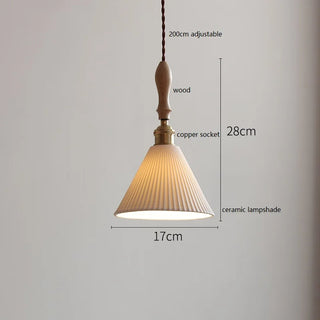 IWHD Butterfly Ceramic LED Pendant Lamp Beside Wooden Handle Copper Socket Home Decor Bedroom Dining Lving Room Light Hanglamp