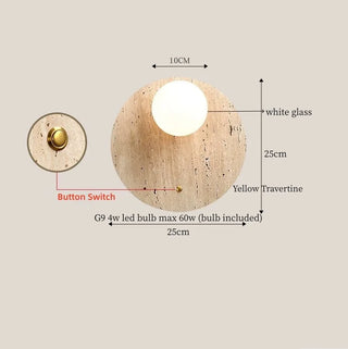Celako™ Solvertine Wall Light | Yellow Travertine Japan Wabi Sabi Bedroom Lighting