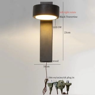Celako™ Tarvion Wall Light | Black Travertine Wabi Sabi Modern Kitchen Island Lighting