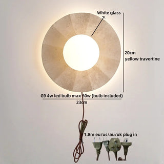 Celako™ Litona Wall Light | Yellow Travertine Bedroom Lighting