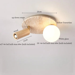Plafonnier Celako™ Lumivertine | Suspension îlot de cuisine en travertin jaune