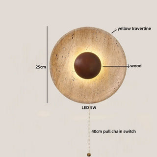 Celako™ Sabiru Wall Light | Yellow Travertine Stone Bedroom Lighting