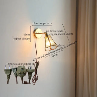 Celako™ Verrique Wall Light | Copper Glass Bedroom Lighting
