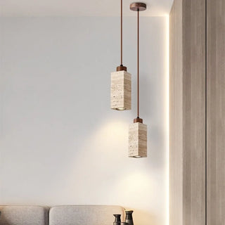 Celako™ Igneous Pendant Light | Yellow Travertine Dining Room Lighting