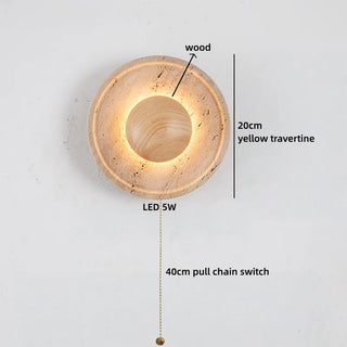 Celako™ Trevona Wall Light | Yellow Travertine Wood Bedroom Lighting