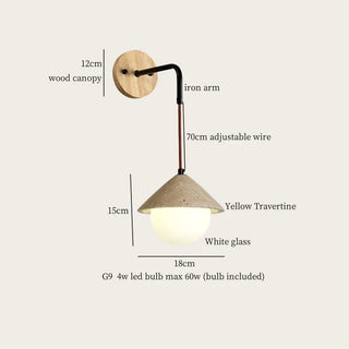 Celako™ Traluna Wall Light | Yellow Travertine Living Room Lighting