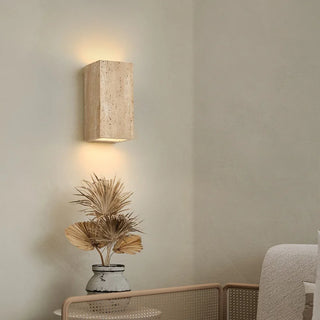 Celako™ Quadrum Wall Light | Yellow Travertine Bedroom Lighting