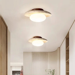 Plafonnier Celako™ Lumivertine | Suspension îlot de cuisine en travertin jaune
