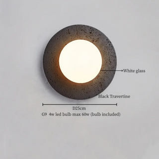 Celako™ Lunetra Wall Light | Black Travertine Living Room Lighting