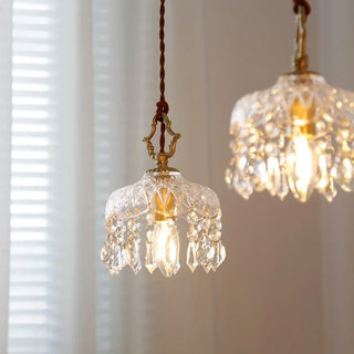 Celako™ Vetriore Pendant Light | Copper Crystal Glass Bedroom Lighting
