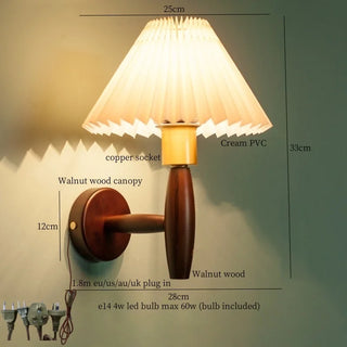 Celako™ Plissa Wall Light | Walnut Wood Bedroom Lighting