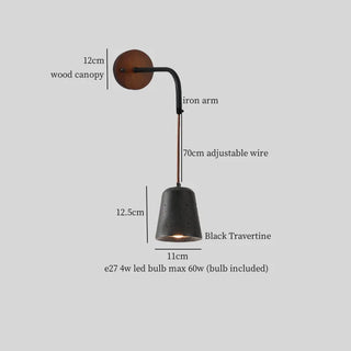 Celako™ Pivotra Wall Light | Black Travertine Bedroom Lighting