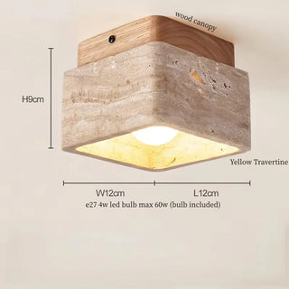 Celako™ Calciva Ceiling Light | Yellow Travertine Bedroom Lighting