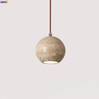 Celako™ Orbilith Pendant Light | Yellow Travertine Bedroom Lighting