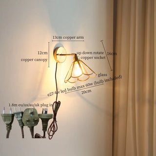 Celako™ Verrique Wall Light | Copper Glass Bedroom Lighting