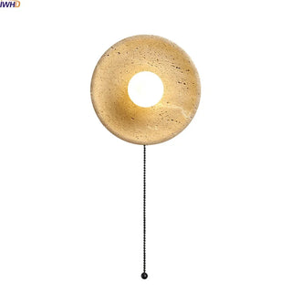 Celako™ Marubi Wall Light | Yellow Travertine Japan Style Bedroom Lighting