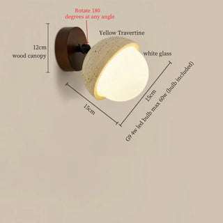 Celako™ Traverto Wall Light | Yellow Travertine Bedroom Lighting