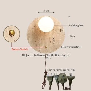 Celako™ Lumilapis Wall Light | Yellow Travertine Bedroom Lighting