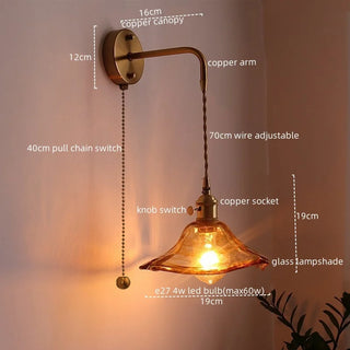 Celako™ Cuvara Wall Light | Glass Copper Bedroom Lighting