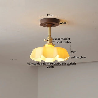 Celako™ Ambrae Ceiling Light | Amber Glass French Vintage