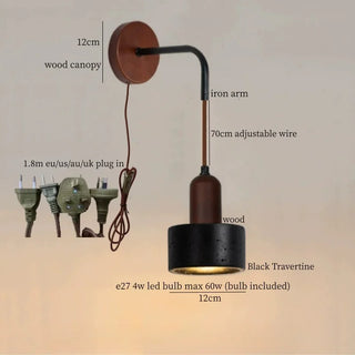 Celako™ Travernon Wall Light | Black Travertine Living Room Lighting