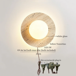 Celako™ Solivra Wall Light | Yellow Travertine Living Room Lighting