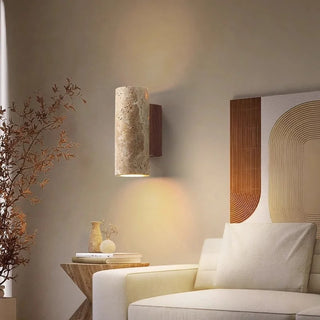 Celako™ Lapidar Wall Light | Yellow Travertine Bedroom Lighting