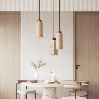 Celako™ Igneous Pendant Light | Yellow Travertine Dining Room Lighting