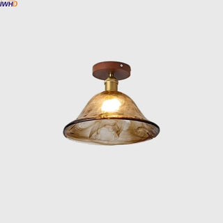 Celako™ Ambrae Ceiling Light | Amber Glass French Vintage