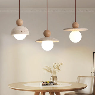 Celako™ Aurimar Pendant Light | Yellow Travertine Stone Bedroom Lighting