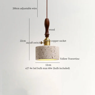 Suspension Celako™ Columora | Luminaire de salle à manger en travertin jaune
