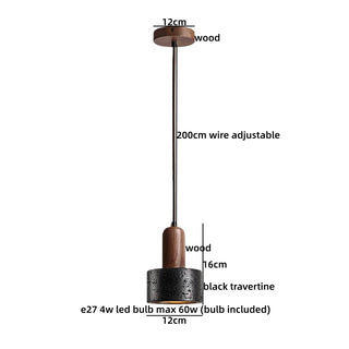 Celako™ Noctra Pendant Light | Black Travertine Wabi Sabi Bedroom Lighting