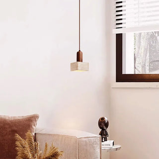 Celako™ Tiverno Pendant Light | Yellow Travertine Wabi Sabi Style Bedroom Lighting