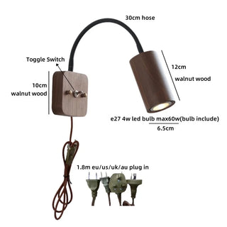 Celako™ Nocino Wall Light | Walnut Wood Bedside Lighting