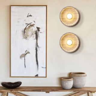 Celako™ Orlith Wall Light | Yellow Travertine Dining Room Lighting