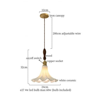 Celako™ Albiflora Pendant Light | White Ceramic Bedroom Lighting