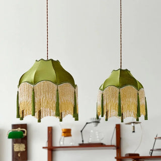 Celako™ Tasselo Pendant Light | Green Tassel Fabric Kitchen Island Lighting
