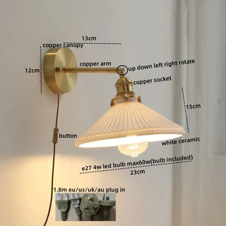 Celako™ Aesona Wall Light | Glass Copper Bedroom Lighting